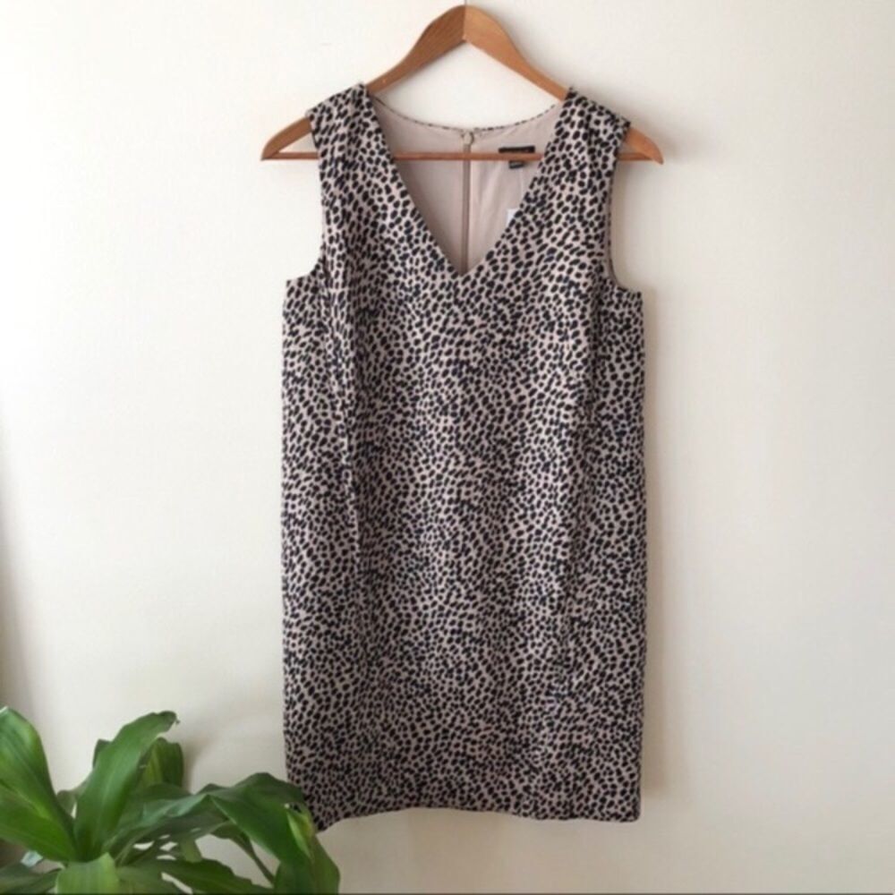 Ann Taylor Black and Tan Sheath Dress V-Neck Midi